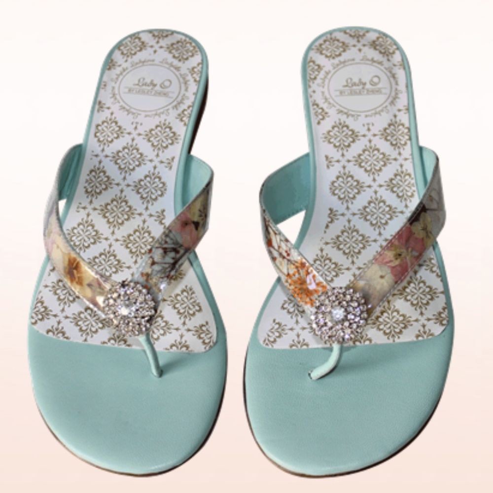 Lady O Shoes Floral Fun flat with crystal